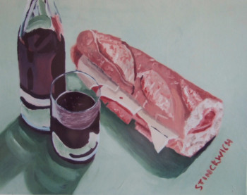 Obra contemporánea nombrada « sandwich et vin rouge », Hecho por STINCKWICH