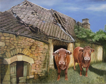 Obra contemporánea nombrada « Maison de vaches », Hecho por HERBERT MAST