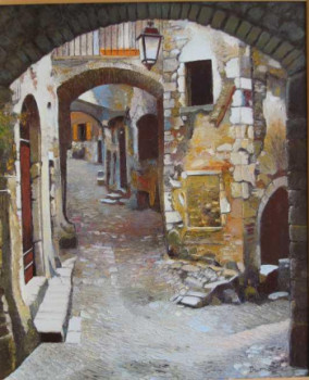 Obra contemporánea nombrada « Ruelle médiévale », Hecho por MARCEL DUMAS