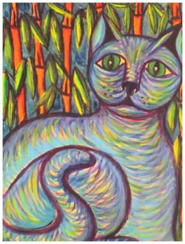 Obra contemporánea nombrada « Le chat aux bambous », Hecho por STEPHANE CUNY