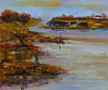 Obra contemporánea nombrada « Etang en Camargue », Hecho por RAOUL RIBOT