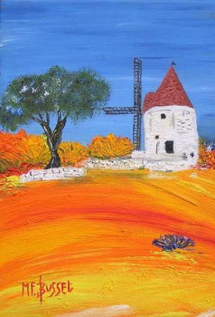 Obra contemporánea nombrada « LE MOULIN DE DAUDET », Hecho por MARIE-FRANCE BUSSET