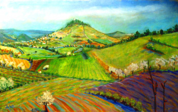 Obra contemporánea nombrada « Paysage de Montrognon,Puy de Dom,FRANCE », Hecho por SABAH