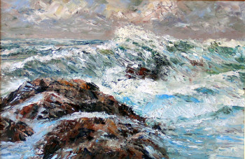 Obra contemporánea nombrada « Ecume sur les rochers », Hecho por LORENZO RAPPELLI