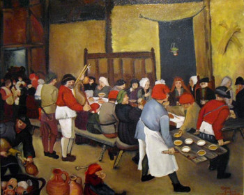 Obra contemporánea nombrada « Le Festin (d'après Brueghel) », Hecho por ANNE CABROL