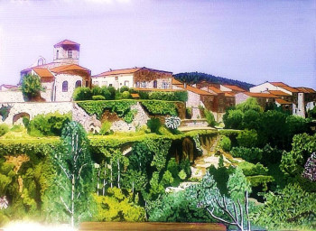 Obra contemporánea nombrada « Village Vieille Brioude, l'ermitage », Hecho por NADINE TEMMERMAN