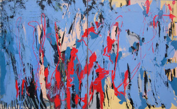 Obra contemporánea nombrada « bleu et rouge », Hecho por BERTRAND NAMUR