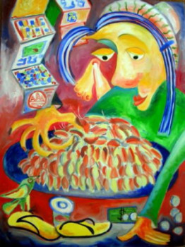 Obra contemporánea nombrada « Nouvel an khmer - La belle marchande de cafards », Hecho por KRATSCHMAR