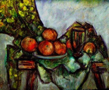 Obra contemporánea nombrada « "Nature morte, pommes et verre" », Hecho por JEAN PIERRE HARIXCALDE