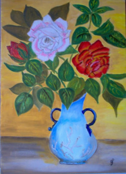 Obra contemporánea nombrada « Vase bleu », Hecho por BERNI