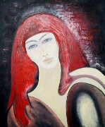 Obra contemporánea nombrada « La Dame Rouge », Hecho por DOMINIC