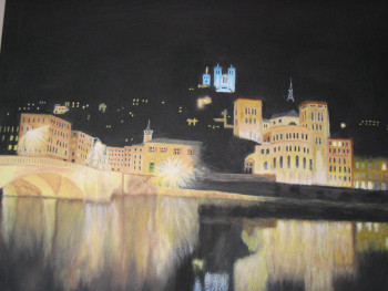 Obra contemporánea nombrada « St Jean/Fourvière de nuit », Hecho por COMBEMICHEL