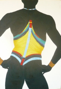 Obra contemporánea nombrada « YELLOW CORSET », Hecho por JOE JOHNSON