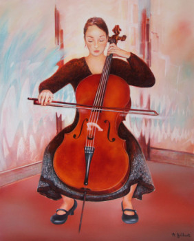 Obra contemporánea nombrada « La violoncelliste », Hecho por ANNIE GILBERT