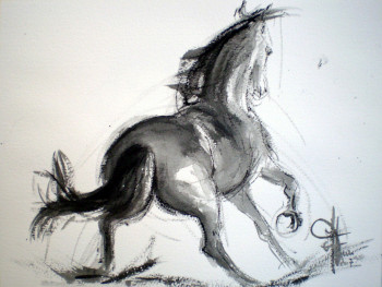 Obra contemporánea nombrada « Cheval effrayé », Hecho por MICHèLE FAURE
