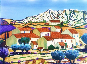 Obra contemporánea nombrada « Paysage provençal », Hecho por NADINE TEMMERMAN