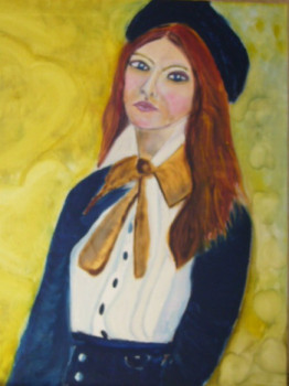 Obra contemporánea nombrada « Jeune fille au beret », Hecho por YVES AUGUSTE