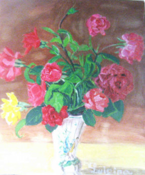 Obra contemporánea nombrada « bouquet de roses », Hecho por LUIGINA