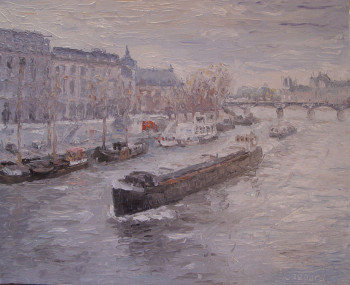 Obra contemporánea nombrada « Paris - la seine- quai Conti », Hecho por CHRISTIAN RENARD