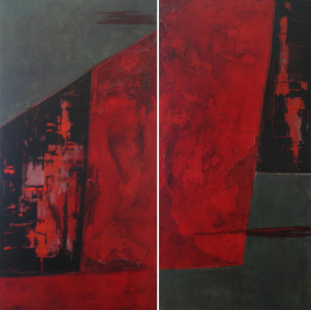 Obra contemporánea nombrada « Rouge, Noir, Gris XIII   (Diptyque) », Hecho por MARCO