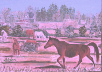 Obra contemporánea nombrada « Chevaux », Hecho por LUIGINA