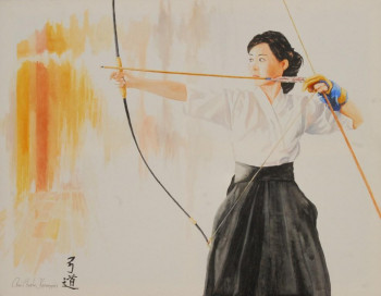 Obra contemporánea nombrada « kyudo », Hecho por RENé CHARLES KEROMNES