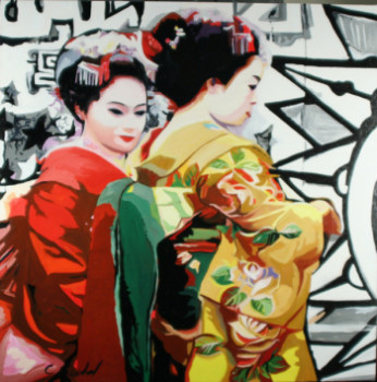 Obra contemporánea nombrada « geisha 6 », Hecho por CLOTILDE NADEL