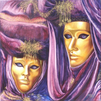 Obra contemporánea nombrada « Masques d'Or 1 », Hecho por CARMEN JUAREZ MEDINA