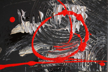 Obra contemporánea nombrada « point o rouge noir », Hecho por CAROL COMMET SESSACQ
