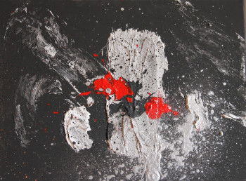 Obra contemporánea nombrada « point linear noir rouge », Hecho por CAROL COMMET SESSACQ