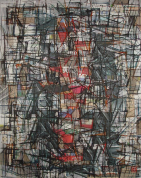 Obra contemporánea nombrada « Rouge et noir », Hecho por GEORGES FLEURY