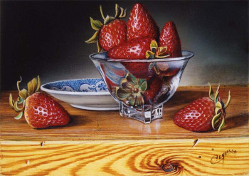 Obra contemporánea nombrada « COUPE DE FRAISES », Hecho por CHRISTIAN LABELLE