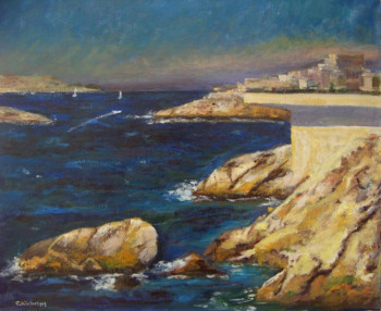 Obra contemporánea nombrada « Marseille,la corniche », Hecho por CLAUDINE WINTREBERT