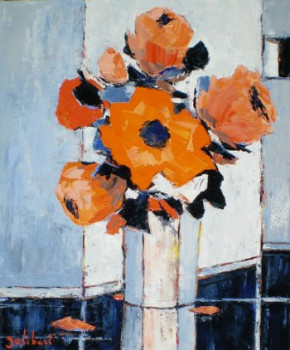 Obra contemporánea nombrada « Bouquet orange », Hecho por FRANCIS JALIBERT