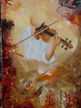Obra contemporánea nombrada « La musique des anges », Hecho por CLAUDINE SALESSE