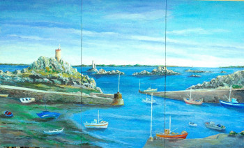 Obra contemporánea nombrada « Port de Loguivy », Hecho por PHILIPPE LE MONIES DE SAGAZAN