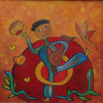 Obra contemporánea nombrada « le Musicien », Hecho por MARTINE PAILLOUT