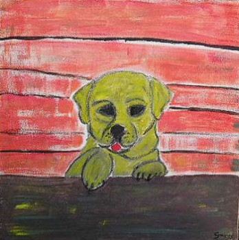 Obra contemporánea nombrada « Le chien jaune », Hecho por CYRUS