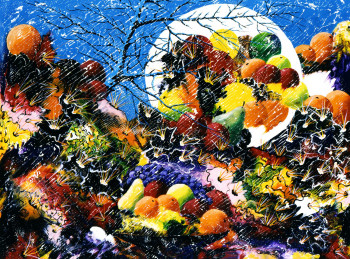 Obra contemporánea nombrada « Éclipse de fruits - Mouvement carsonisme -  SOLD/VENDU - Estimation : 75 000  € », Hecho por CHARLES CARSON, GMBA, CREATEUR DU MOUVEMENT 'CARSONISME'