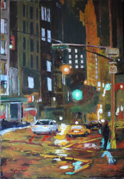 Obra contemporánea nombrada « New York, 6° avenue, la nuit », Hecho por GéRARD DUCHENE