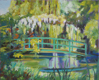 Obra contemporánea nombrada « Petit pont à Giverny », Hecho por KATIA TCHIRIEFF