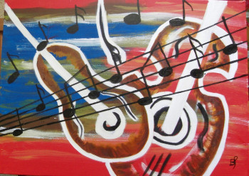 Obra contemporánea nombrada « envol de la musique », Hecho por BERNI