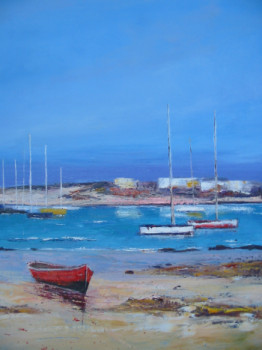 Obra contemporánea nombrada « le bateau rouge », Hecho por ALAIN COJAN