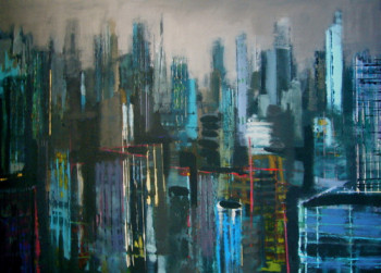Obra contemporánea nombrada « Black clouds over New-York », Hecho por CHRISTIAN MENARD