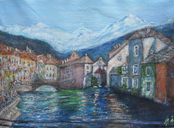 Obra contemporánea nombrada « La Venise des Alpes, Annecy », Hecho por NADIA VIGUIER