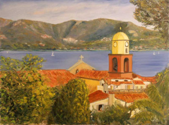 Obra contemporánea nombrada « Vue de la citadelle de Saint-Tropez », Hecho por JULIA COLLETTO