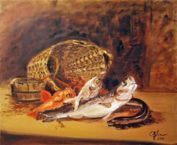 Obra contemporánea nombrada « LE PANIER DE POISSONS », Hecho por JULIA COLLETTO